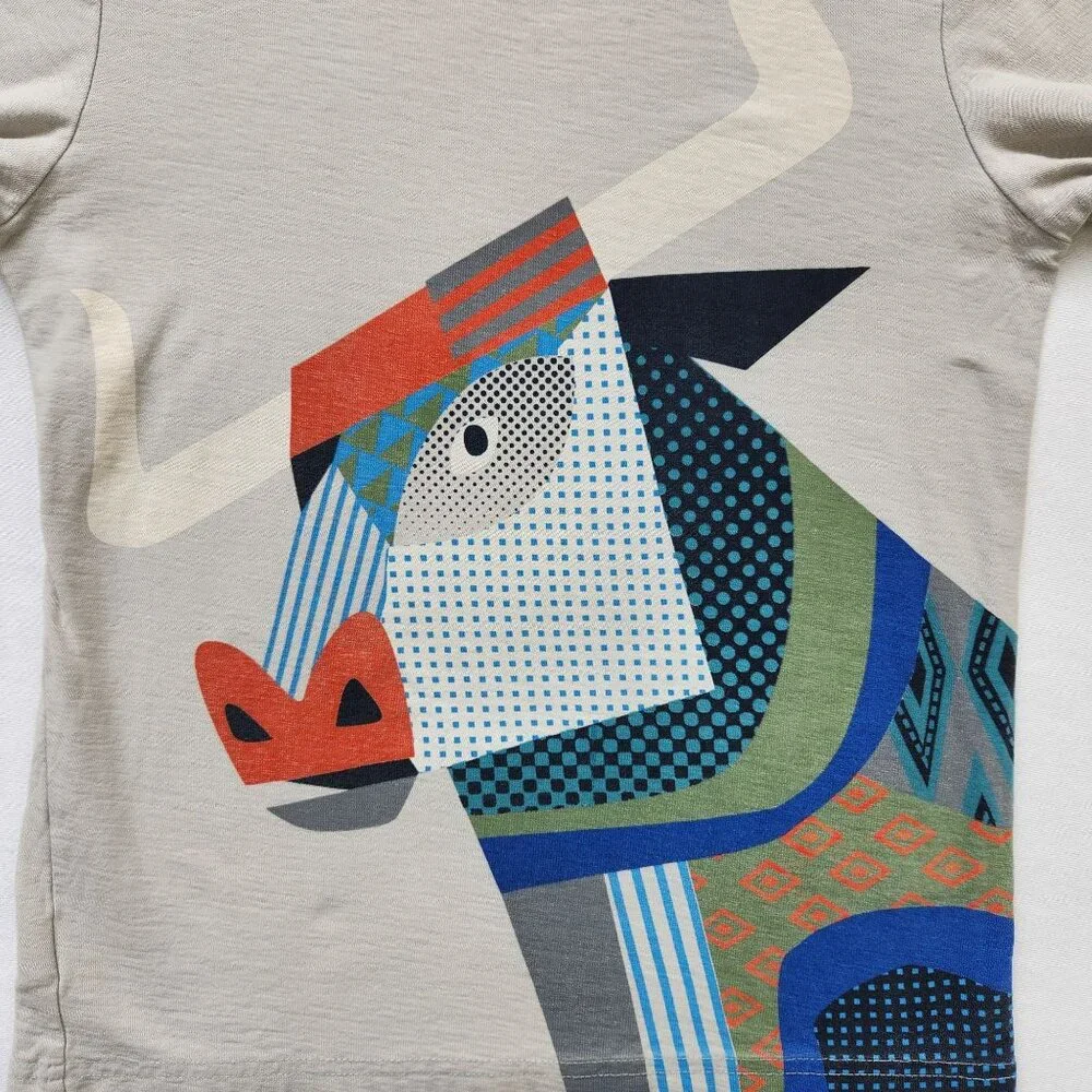 Tea Collection Boys Tee Short Sleeve Bull Horns Colorful Comfy Cozy Soft Size 10 - Picture 3 of 11